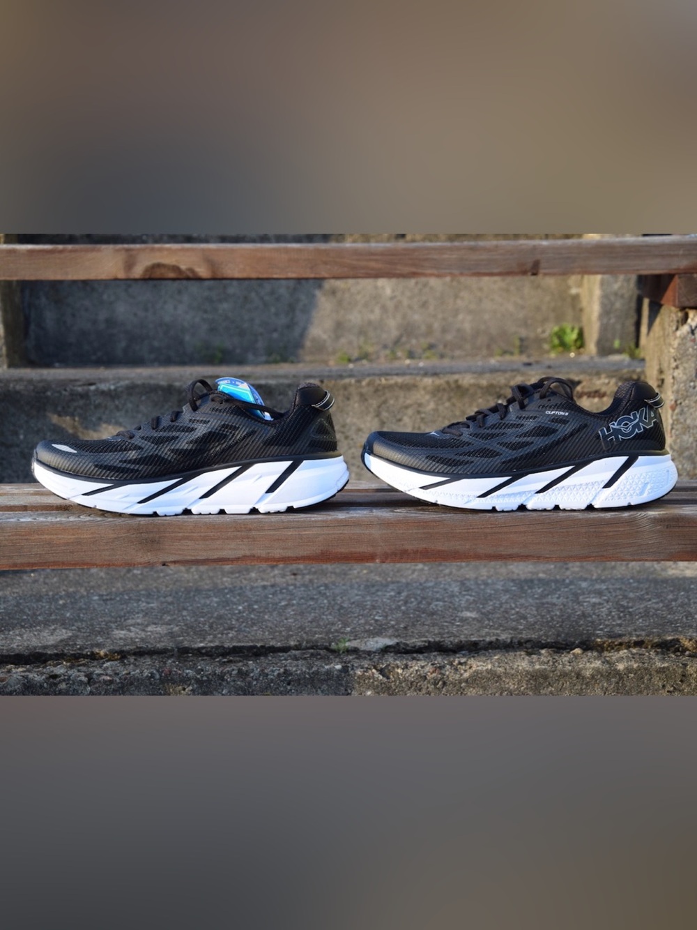 Hoka One One clifton 3 Women's Black and White Cushion Running Shoes
